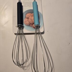 UStainless Steel Whisk Set with Black and Blue Handles New